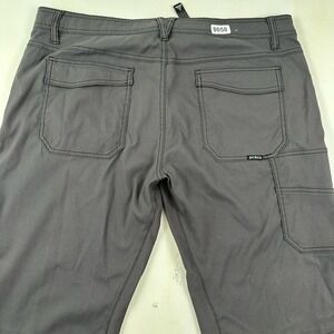 Prana Zioneer Pants Men's 38 x 34 Gray‎ Straight Hiking Belted Roll Snap Stretch